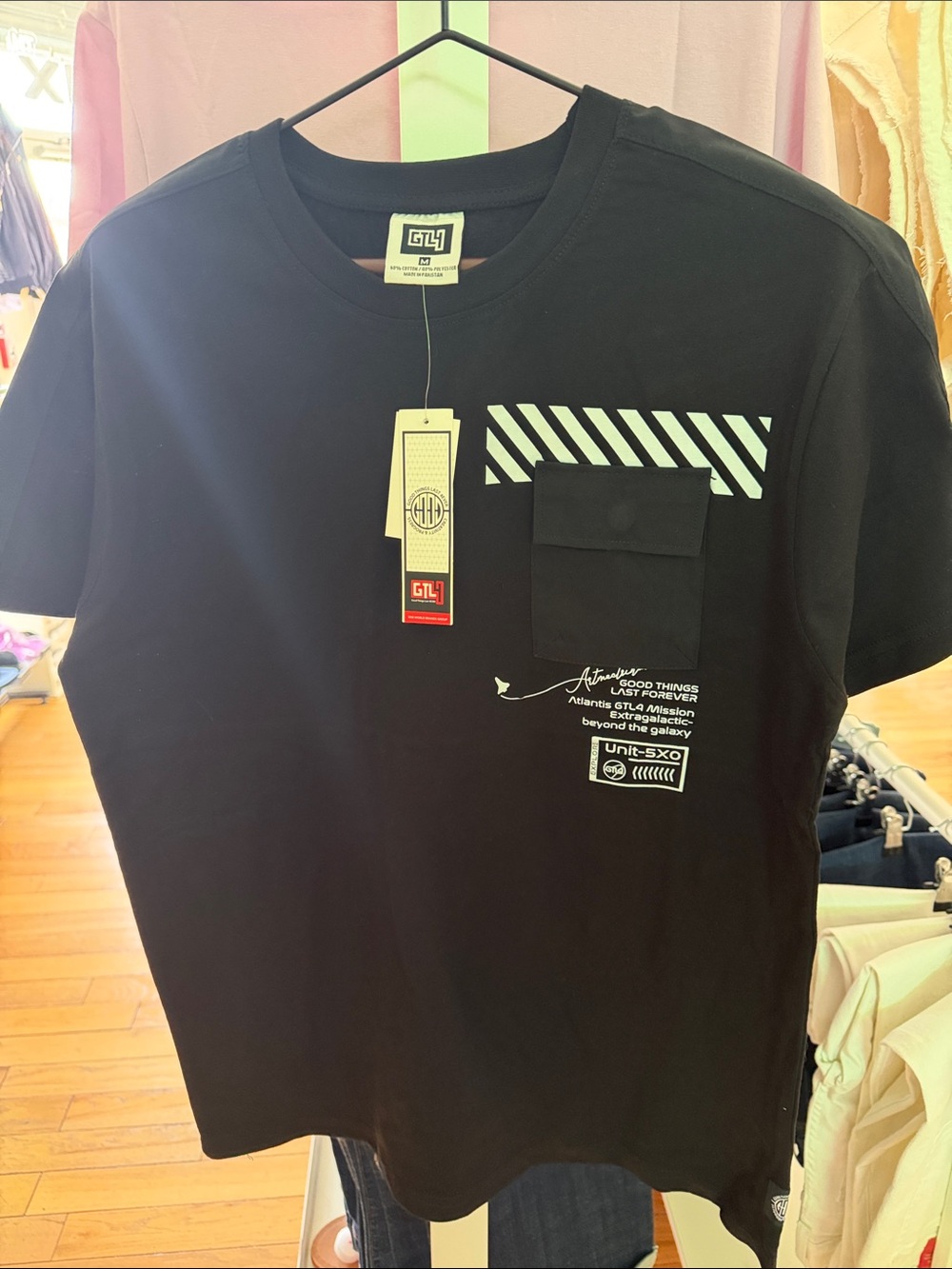 Black Short-Sleeve Graphic Pocket Tee